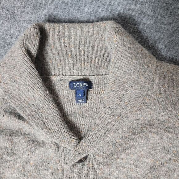 J. Crew Cardigan Womens Sweater Size L Brwn Lambswool Shawl Collar - Picture 3 of 10